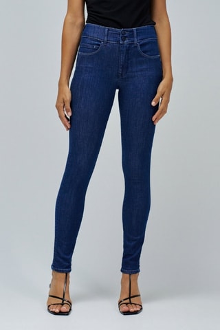 Jean skinny taille haute - Bleu