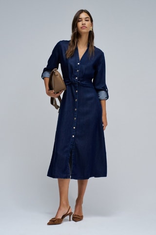 Robe chemise en jean - Bleu