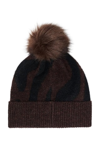 Bonnet à pompon - Marron