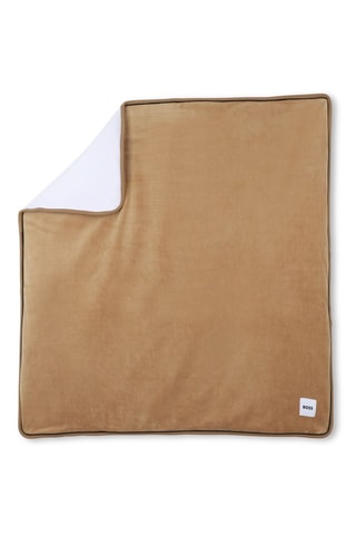 Coperta double face in velluto e cotone bio - Marrone e bianco - Boss