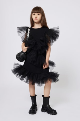 Robe volantée bi-matière - Noir - Karl Lagerfeld