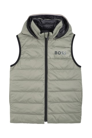 Piumino con cappuccio senza maniche double face - Verde oliva e nero - Boss