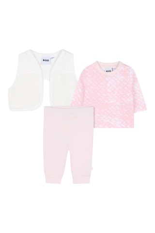 Set 3 pezzi in cotone bio - Bianco e rosa - Boss