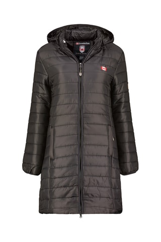 Lange Gewatteerde Jas met Capuchon Atikeak - Zwart