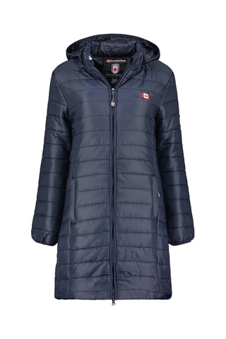 Lange Gewatteerde Jas met Capuchon Atikeak - Blauw