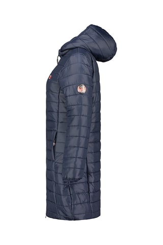 Lange Gewatteerde Jas met Capuchon Atikeak - Blauw