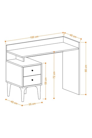 Bureau 2 tiroirs Puuk - 100 x 80 x 45 cm