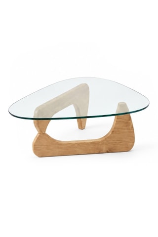 Table basse en pin et verre - 90 x 33 x 65 cm