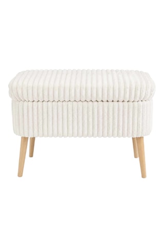 Pouf - Blanc cassé - En tissu lin - 60 x 46 x 35 cm