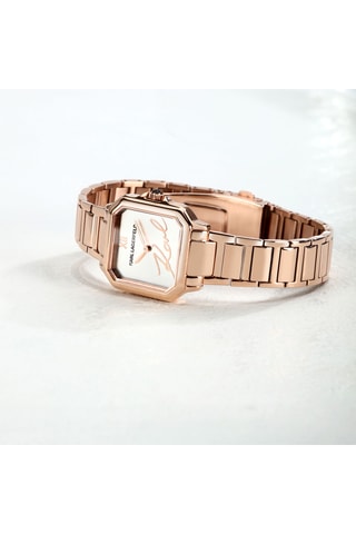 Orologio al quarzo in acciaio laminato oro rosa.