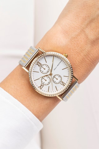 Stalen Quartz Horloge - Goudkleurig en Zilverkleurig - Emily Westwood