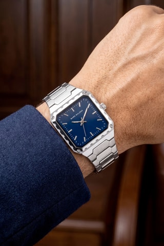 Stalen en Doublé Zilveren Ion Quartz Horloge
