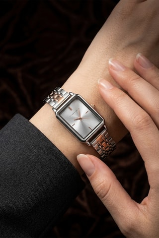 Stalen Quartz Horloge - Zilverkleurig en Roségoudkleurig