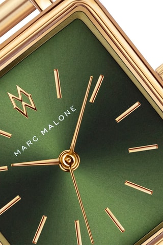 Stalen Quartz Horloge Goudkleurig en Groen - Marc Malone