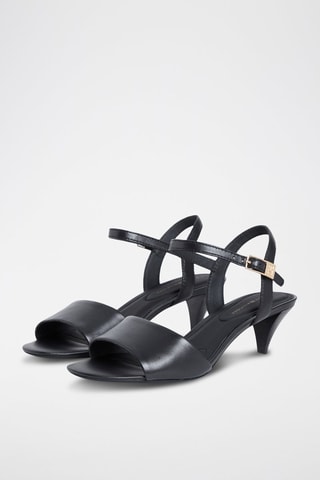 Sandales à talons en cuir nappa - Noir