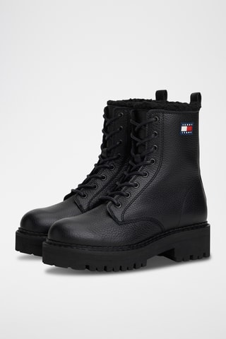 Bottines fourrées en cuir - Noir