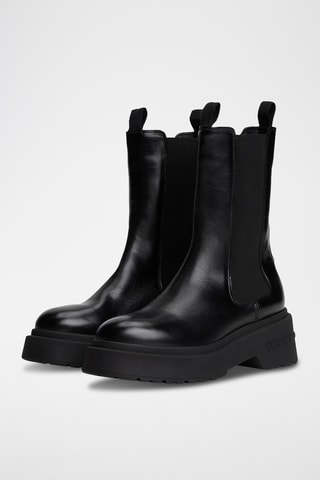 Bottines Chelsea plateformes en cuir - Noir
