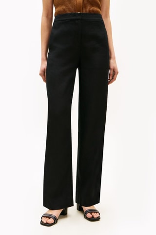 Pantalon straight en lin - Noir