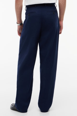 Pantalon regular en laine - Bleu marine