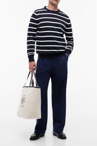 Pantalon regular en laine - Bleu marine