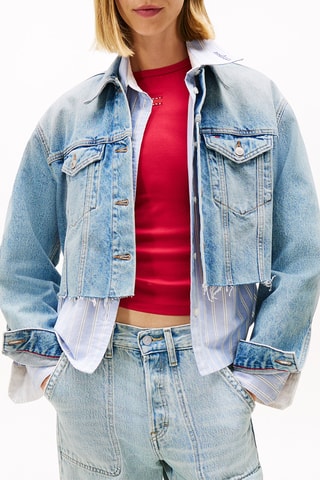 Veste courte en jean - Ciel