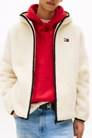 Veste polaire à capuche regular - Ecru