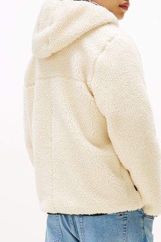Veste polaire à capuche regular - Ecru