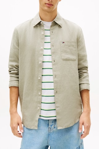 Chemise regular en lin - Vert olive