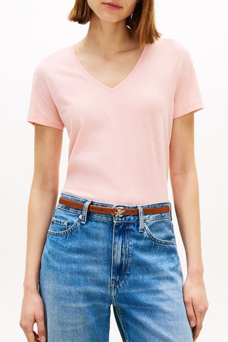 T-shirt regular en lin - Rose poudré
