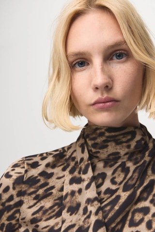 Chemisier à foulard imprimé animal - Noir