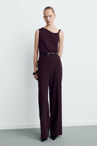 Combinaison col asymétrique ceinture - Bordeaux