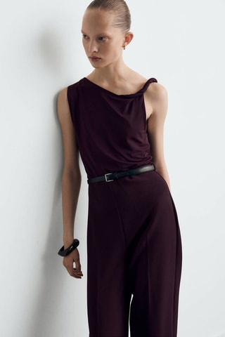 Combinaison col asymétrique ceinture - Bordeaux