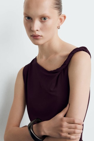 Combinaison col asymétrique ceinture - Bordeaux
