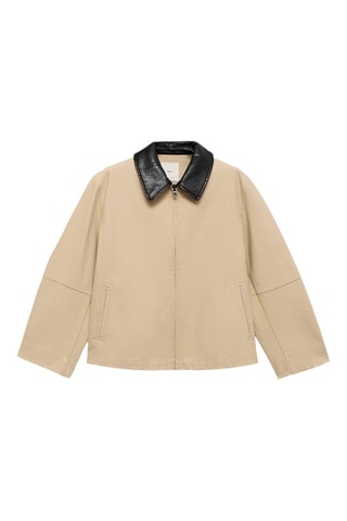 Veste en coton à col contrasté - Gris clair