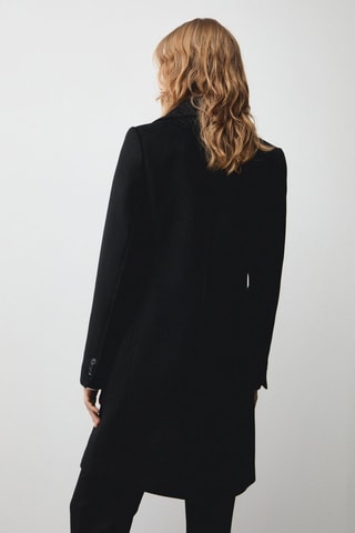 Manteau midi en laine double boutonnage - Noir