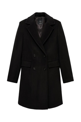 Manteau midi en laine double boutonnage - Noir