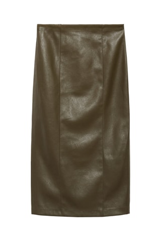 Jupe crayon simili-cuir - Kaki
