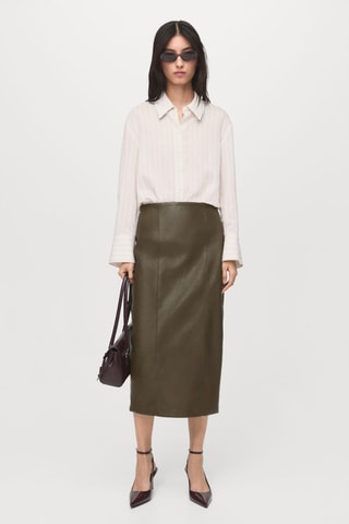 Jupe crayon simili-cuir - Kaki