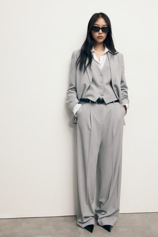 Blazer costume rayures tennis - Gris