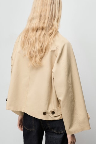 Trench court oversize avec passants de ceinture - Écru