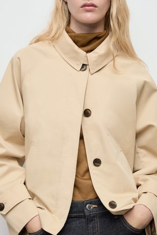 Trench court oversize avec passants de ceinture - Écru