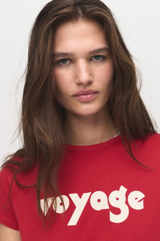 T-shirt en coton imprimé - Rouge