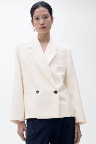 Blazer double boutonnage contrasté - Blanc