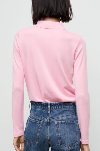 Pull col polo manches longues - Rose