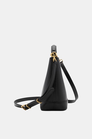Mini borsa shopper dettaglio metallico - Nero