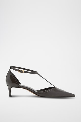 Chaussures vernies talon kitten heel - Kaki