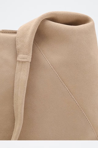 Sac suède porté épaule - Beige