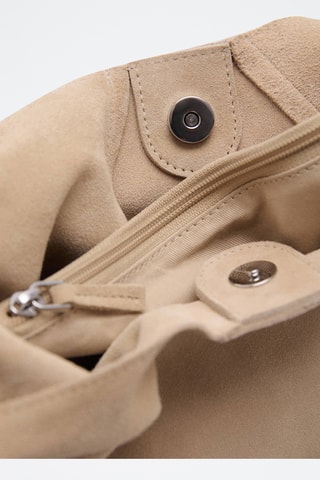 Sac suède porté épaule - Beige