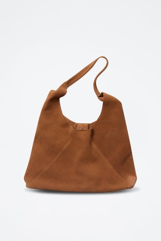 Sac suède porté épaule - Marron