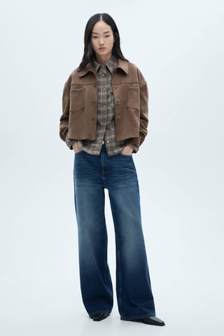 Veste cuir synthétique poches - Marron clair